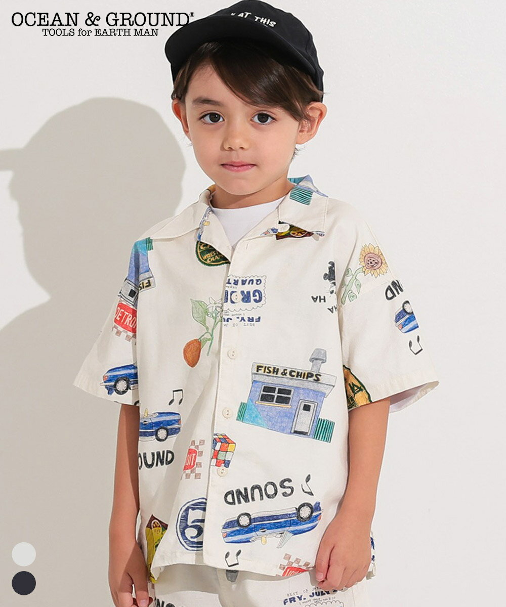 Rakuten - 【SALE／30%OFF】【綿100％】【セットアップ可】ペイントアート開襟シャツ オーシャンアンドグラウンド 子供服 キッズ ベビー 男の子 女の子 トップス 2026SS【メール便対象／日時指定不可】