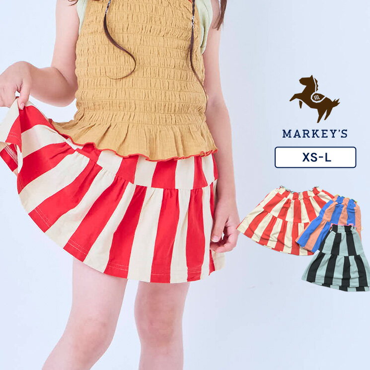 Rakuten - ストライプミニスカート キッズ ベビー 子供服 女の子 ボトムス ミニスカート 2026SS【メール便対象／日時指定不可】