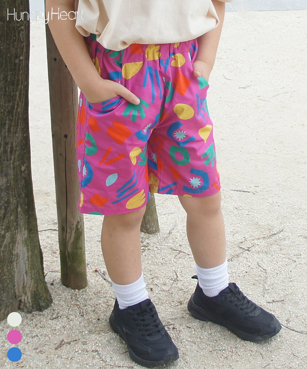 Rakuten - 【別注】Hungry Heart 幾何学4分丈パンツ 子供服 男の子 女の子 ベビー キッズ ボトムス ハーフパンツ 半ズボン 2026SS【メール便対象／日時指定不可】
