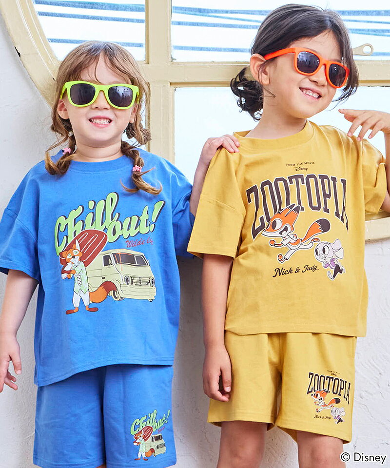 【別注】ズートピア プリント半袖Tシャツ 子供服 トップス 半袖 男の子 女の子 キ...