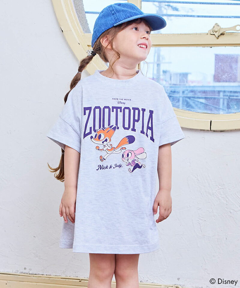 【別注】ズートピア プリント半袖ワンピース 子供服 女の子 ベビー ワンピース オ...