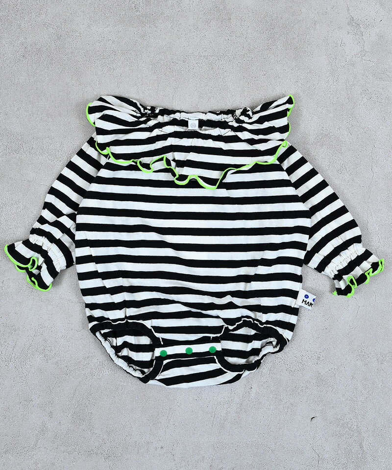 先染めボーダーフリルカラーボディシャツ（70・80cm） 子供服 男の子 女の子 キッズ ベビー 長袖 2026SS【メール便対象／日時指定不可】 3