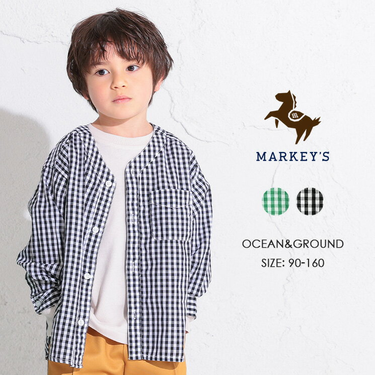 ギンガムチェックシャツカーディガン OCEAN&GROUND オーシャンアンドグラウンド MARKEY'S マーキーズ 90cm 100cm 110cm 120cm 130cm 140cm 子供服 男の子 女の子 お揃い トップス 長袖 キッズ