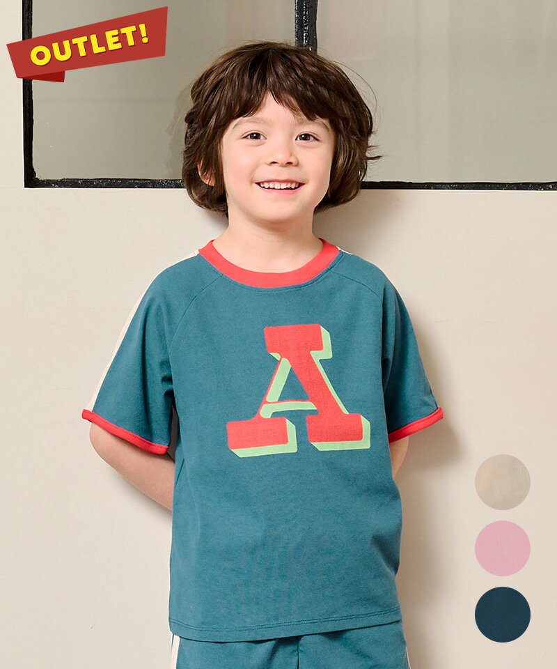 【大幅値下げ／51%OFF】■アウトレットセール特価■【吸水速乾】【UVカット】【消臭加工】サイドラインアルファベットTシャツ マーキーズ 子供服 キッズ ベビー 男の子 女の子 トップス 半袖 2024SS 【メール便対象／日時指定不可】のサムネイル
