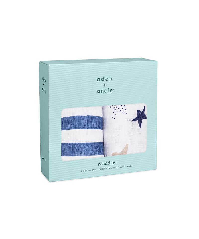 【aden + anais】2-pack classic swaddles rock star(箱パパッケージ/スワドル2枚セット)モスリンスワドル スター 星...