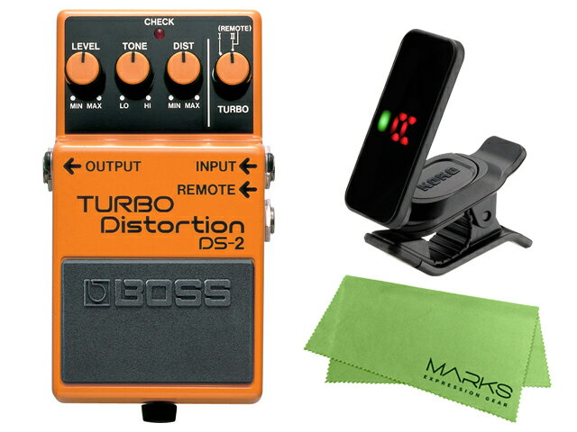 【即納可能】BOSS TURBO Distortion DS-2 + KORG Pitchclip 2 PC-2 + マークスオリジナルクロス セット（新品）【送料無料】