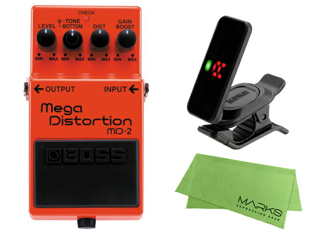 【即納可能】BOSS Mega Distortion MD-2 + KORG Pitchclip 2 PC-2 + マークスオリジナルクロス セット（新品）【送料無料】【区分A】