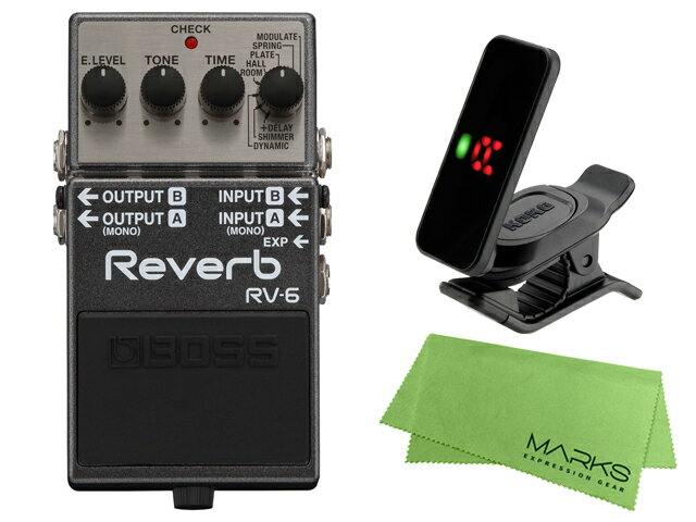 BOSS Reverb RV-6 + KORG Pitchclip 2 PC-2 + マークスオリジナルクロス セット（新品）