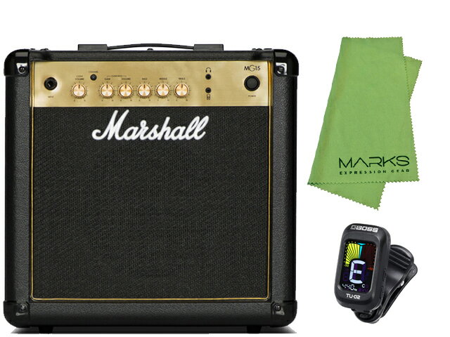 【即納可能】MARSHALL MG15 GOLD + BOSS TU-02 + マークスクロスセット（新品）【送料無料】【区分D】