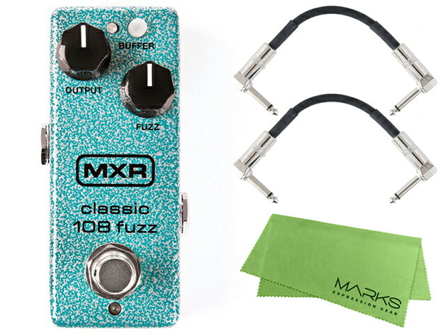 CLASSIC 108 FUZZ MINI M296 70年代の伝統的ファズサウンドをコンパクトボディで実現 MXR CLASSIC 108 FUZZ MINI は、サウンドの核となるトランジスタに70年代のFUZZ FACEと同じシリコントランジスタ（NPNタイプのBC108）を使用しており、クラシックなファズの暖かさと鋭い歪みを提供します。 伝説的なファズサウンドをコンパクトなMINIタイプの筐体に収め、ペダルボードに組み込みやすくなっています。また、ワウペダルとの接続時に極端な音色の変化を解消するバッファースイッチを搭載しています。 CONTROLS VOLUME アウトプットレベルを設定します。 FUZZ ファズのゲインをコントロールします。 BUFFER バッファーのON/OFFを設定します。ワウペダルをファズの前に接続した際に、不自然な音色の変化を効果的に防ぐことができます。 SPEC コントロール OUTPUT, BUFFER, FUZZ バイパス・スイッチ True Hardwire（トゥルー・バイパス）Buffered Bypass（バッファード・バイパス） サイズ 45mm (W) × 92mm (D) × 55mm (H) 対応電源 9V AC/DCアダプター（センターマイナス）※電池はご使用いただけません。 取扱説明書 英語版マニュアル（PDF420kバイト） 【Keywords】 MXR エムエックスアール 108FUZZMINI ファズ ペダル ギター M296 M-296 エフェクター コンパクト 小型 ワウペダル バッファースイッチ搭載 シリコントランジスタ NPNタイプのBC108