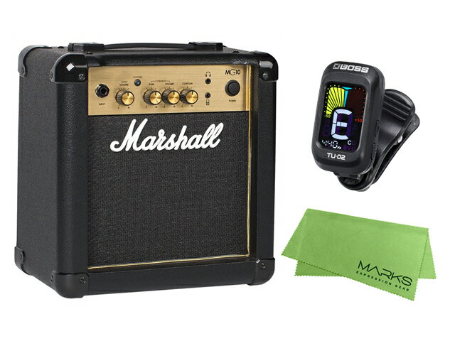 Marshall MG10 GOLD ［MG10G］+ BOSS TU-02 + マークスオリジナルクロス セット ギターアンプ
