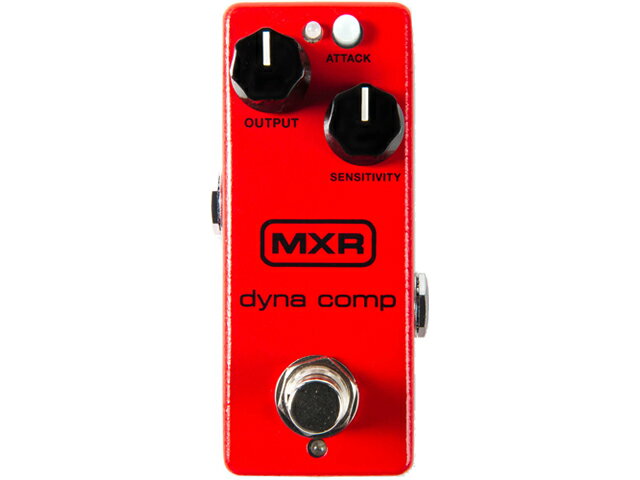 M291 Dyna Comp Mini Compressor Dyna CompをMXRの標準的なペダルサイズの半分の幅となるmini筐体に納め、ヴィンテージコンプで定番のメタルCANタイプのCA3080を採用。 名機Dyna Comp (M102)の基本性能にAttackスイッチを追加。アタックタイムをスローとファストで切替可能とし、利便性がアップしています。 電源：9V(アダプターのみ対応/センターマイナス) サイズ：45mm(W)×92mm(D)×55mm(H) 【Keywords】 MXR エムエックスアール CA3080 Dyna Comp ダイナコンプ M102 Attackスイッチ アタックスイッチ ヴィンテージコンプ CANタイプ