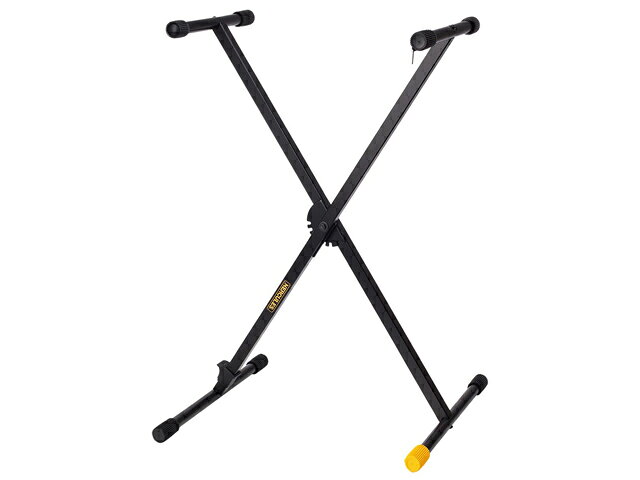 KS100B TRAVLITE SINGLE X-KEYBOARD STAND KS100Bは、EZ STEP（イージー・ステップ）のペダル操作により、6段階に高さが設定可能なキーボードスタンドです。 本体に付属の専用のレンチでコンパクトに分解でき、軽量で持ち運びにも便利です。 6段階で調整可能 EZ-STEP(EZ-LOK)は、スタンドを一度大きく開いてから任意の角度まで戻すことで、簡単に幅と高さの調整ができます。6段階設定。 EZ-STEP 幅と高さの調整ができるペダル(EZ-STEP)を採用。6段階で設定ができます。 ラバーフット(ARF) ラバーの厚みを調節可能なラバーフット Adjustable Rubber Foot(ARF)を採用することで、凹凸のある床でも安定します。 Specification製品仕様 製品タイプ X（エックス）型 キーボード・スタンド 高さ 540mm 〜 980mm（6段階） 幅・設置面スペース 290mm 〜 875mm（6段階） 奥行き 340mm 許容過重 80kg 重量 3.35kg 収納時サイズ 990mm × 78mm × 90mm 【Keywords】 HERCULES ハーキュレス KS100B KS-100B KS120B KS-120B KS410B KS-410B キーボードスタンド X型 高さ調整 専用レンチ付属 コンパクト 軽量 持ち運び 6段階設定 安定 EZSTEP Adjustable Rubber Foot ARF