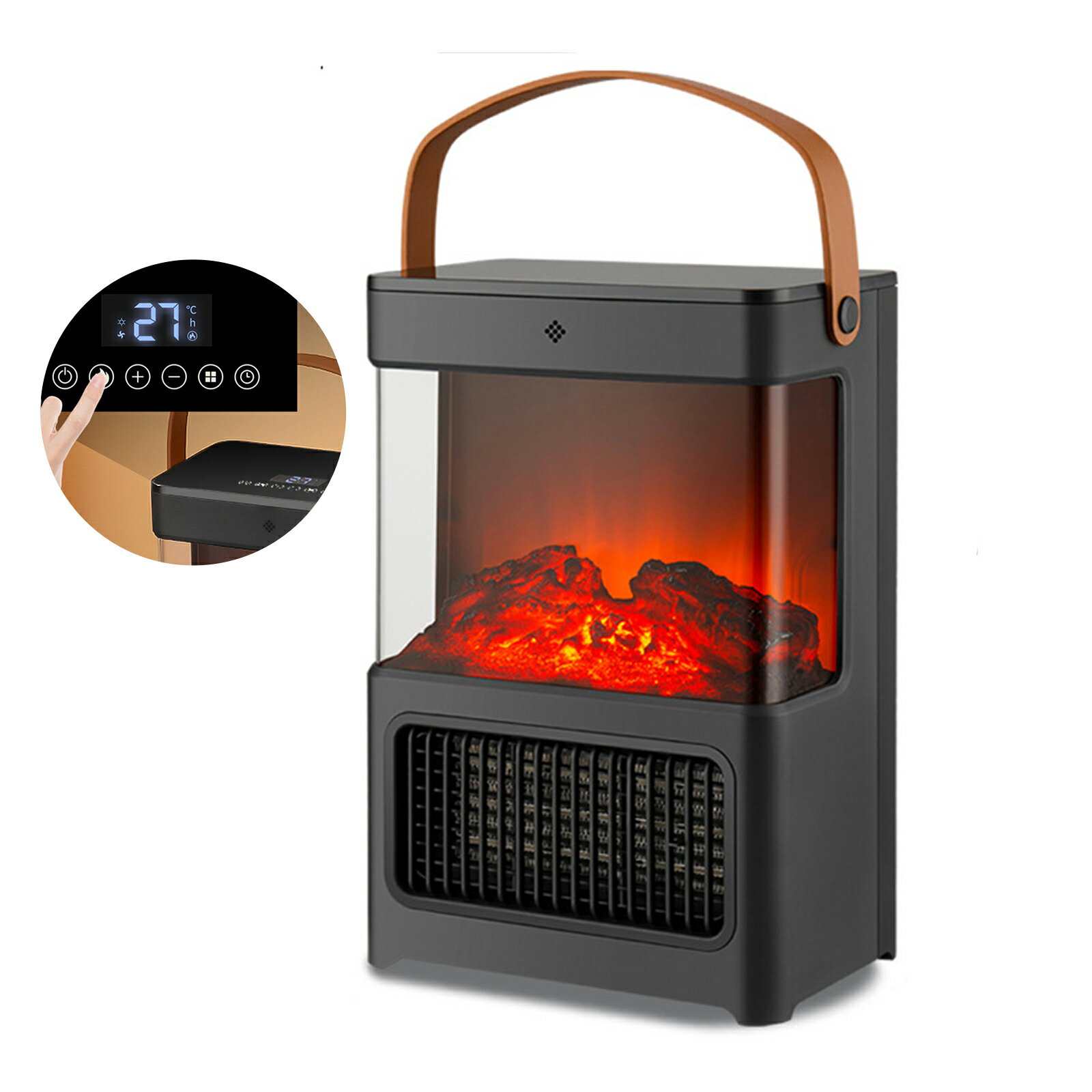 セラミックヒーター 暖炉型 3D疑似炎 節電 防湿スタンド 大風量 速暖 静音 3段階風量 電気ストーブ 電..