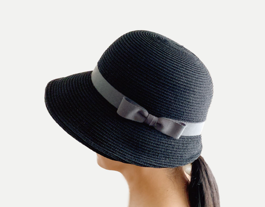 絹糸屋さんの『本日快晴、おでかけ日和。』シルクブレード帽子｜ブルトン（前のみ広つば型｜つば幅8cm)｜～フィラメントシルク・生糸～