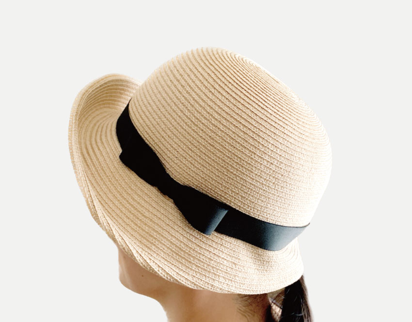 絹糸屋さんの『本日快晴、おでかけ日和。』シルクブレード帽子｜ブルトン（前のみ広つば型｜つば幅8cm)｜～フィラメントシルク・生糸～