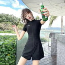 水着 体型カバー レディース ワンピース 水着 黒 スポーツ オールインワン スイムウェア 体型カバー水着 半袖 ブラック ショートパンツ ホットパンツ つなぎ 大人可愛い カジュアル ナチュラル おしゃれ お洒落 レトロ 存在感 女っぽ キュート スタイリッシュ 無地 ロゴ 10代