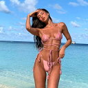 ビキニ セクシー ブラジリアン 紐 水着 レディース 三角ビキニ かっこいい リボン 編み上げ 個性的 大胆 露出 マイクロビキニ 紫 パープル ピンク オレン...