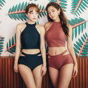 タンキニ ビキニ 黒 茶色 スポーティー 水着 上下セット 韓国系 レトロ 可愛い カットオフ 個性的 タンクトップ ビキニ ハイウエスト 肌見せ ユニフォーム...