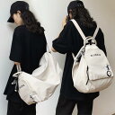 ボストンバッグ リュックサック 2way レディース 個性的 カジュアル カタカナ 大容量 A4 ショルダー 斜め掛け 肩がけ バック 黒 白 部活 学生 通学 旅行 カバン たくさん入る 収納力 ブラック ホワイト ユニーク 目立つ メンズライク ラフ