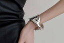 バングル かっこいい 個性的 太め ブレスレット メタリック シルバー 銀色 光沢 クロス ねじり デザイン 韓国系 オシャレ アクセサリー レディース 湾曲 ...