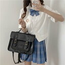 スクールバッグ リュック 合皮 ブラウン ブラック 可愛い サブバッグ 高校生 女子高生 レトロ 韓国系 A4 大容量 スクエア型 通学 学校 レザー バック ...