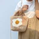 もこもこ トートバッグ お花 フラワー チェーン ショルダーバッグ かわいい レトロ スクエア型 バイカラー 韓国系 斜め掛け クロスボディ ハンド バック 目...