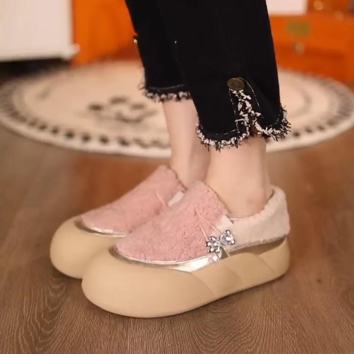 ボア スニーカー バイカラー 厚底 シューズ キラキラ ビジュー 女性用 レディース 靴 秋 冬 防寒 切り..