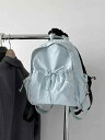 リュック ボディバッグ レトロ 可愛い レディース 白 青 パステル ギャザー リボン ナイロン 軽量 サブバッグ 韓国系 かわいい キュート 個性的 バックパ...