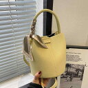 ハンドバッグ ショルダーバッグ バケツ型 女性用 レディース 黒 白 ピンク 緑 黄色 スカーフ レトロ 個性的 小バッグ ミニ 上品 高級感 エレガント かわ...