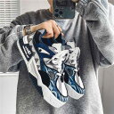 スニーカー メンズ かっこいい カラフル 総柄 運動靴 韓国系 男性用 靴 くつ 厚底 ブルー ブラック ぽってり サメ シャークデザイン ゼブラ ゴツめ メッシュ 通気性 個性的 ユニーク インスタ映え 大学生 高校生 通学 高見え 人気 模様 クール(4)