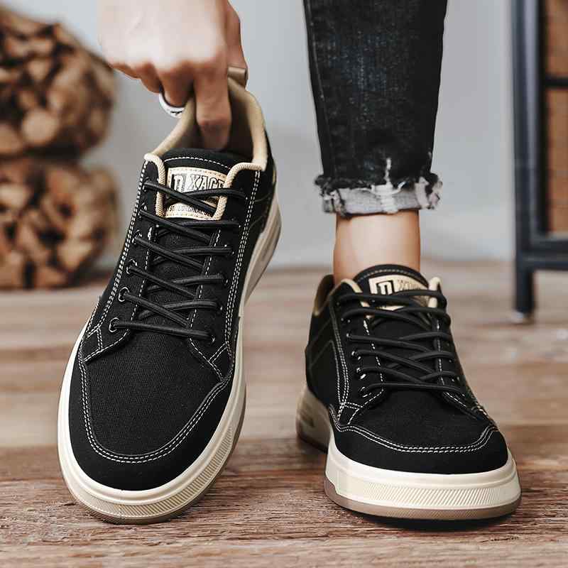 スニーカー シンプル きれいめ キャンバス シューズ メンズ 黒 運動靴 男性用 ローカット ブラック ベ..