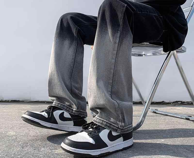 デニム グラデーション ジーンズ ズボン パンツ メンズ 男性用 ブラック 黒 グラデ バイカラー かっこいい 個性的 大きいサイズ ワイド ルーズ アメリカン ウォッシュ加工 脚長 ストリート おしゃれ 学生 ラフ オルチャン ユニーク 映える 上品