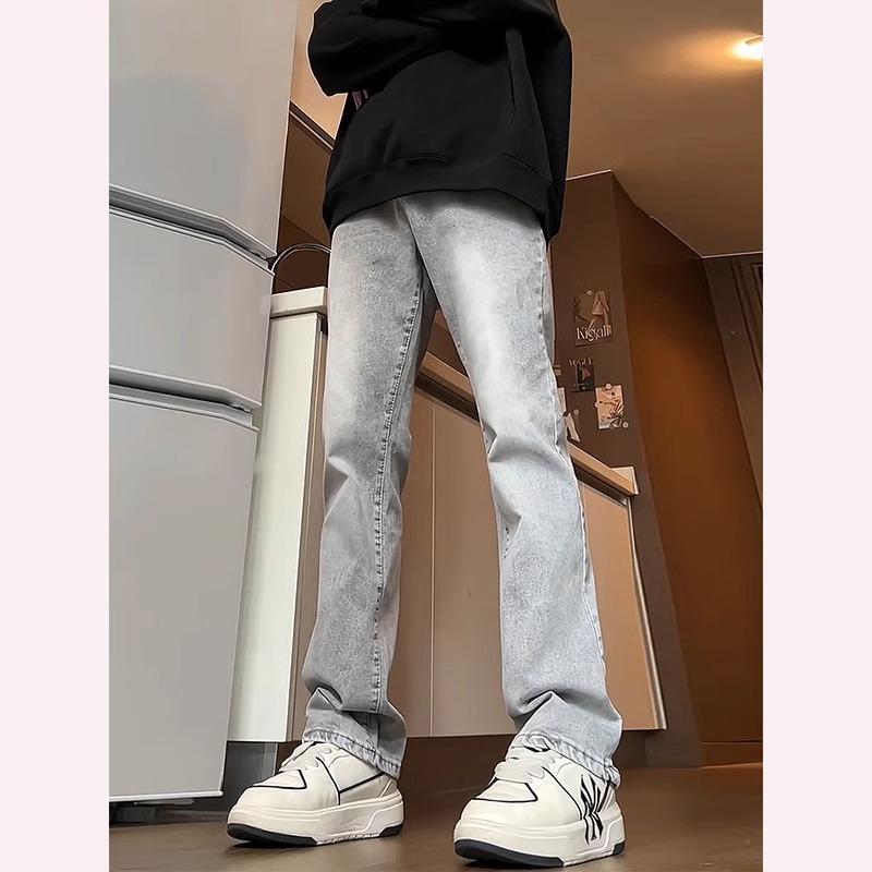 ジーンズ ズボン パンツ デニム メンズ ストレート 細身 男性用 ブルー ブラック 青 水色 黒 大きいサイズ ルーズ アメリカン ウォッシュ加工 脚長 ポケット カジュアル ストリート おしゃれ 韓国系 スタイリッシュ シンプル ジーパン 薄色 春夏