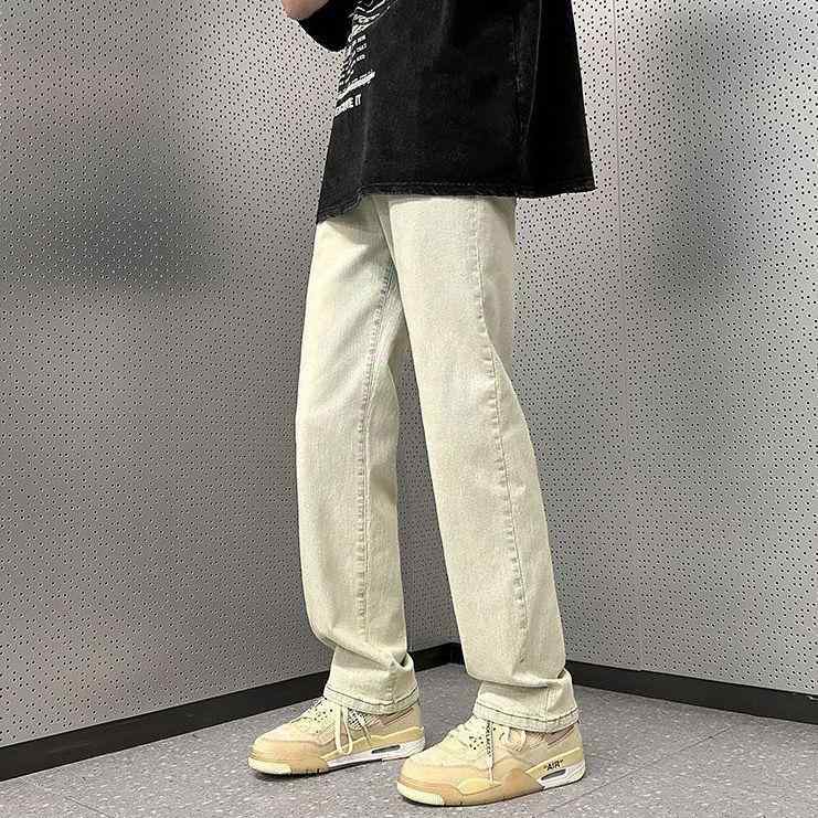 ジーンズ デニム 淡色 ストレート 細身 メンズ シンプル ズボン パンツ 男性用 ブルー 水色 大きいサイズ ルーズ ストリート きれいめ オシャレ 男子 ウォッシュ加工 脚長 カジュアル 学生 通学 春デニム 夏デニム 薄色 オルチャン 韓国男子