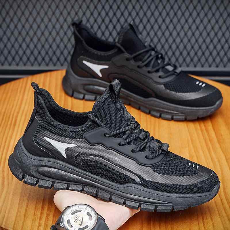 黒スニーカー きれいめ かっこいい メッシュ 厚底 韓国系 快適 スニーカー 運動靴 メンズ 男性用 靴 く..