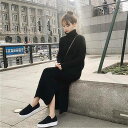 ワンピース ニット ニットワンピース ドレス ロング 長袖 タートルネック シンプル スリット 無地 着回し ゆったり シンプル 大人 着痩せ 新作 秋 冬 通勤 OL 通学 学生 モテ ブラック ホワイト カジュアル シンプル リブ