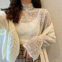 トップス レディース シャツ ブラウス レース 透け感 シフォン 長袖 春 夏 秋 10代 20代 30代 スタンドカラー プルオーバー 総レース エレガント きれいめ シャツ ブラウス コーデ 白ブラウス 無地 ボリューム袖 重ね着 細見え セクシー ガーリー フレア袖