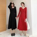 ミモレ丈ワンピース フレアワンピース レディース ワンピース ドレス ロング ミモレ丈 長袖 カシュクール 無地 春 秋 10代 20代 30代 40代 Aライ...