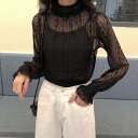 トップス レディース シャツ ブラウス レース 透け感 フレンチ レトロ かわいい 長袖 春 夏 秋 10代 20代 30代 大人可愛い シフォン シャツ ブラウス レース スタンドカラー ハイネック きれいめ トップス コーデ メッシュ ベルスリーブ ボリューム袖 ブラック 黒