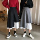 ロングスカート 切り替えスカート フレアスカート スカート ボトムス レディース 春 秋 バイカラー 切り替え アシンメトリー 個性的 ハイウエスト Aライン ...