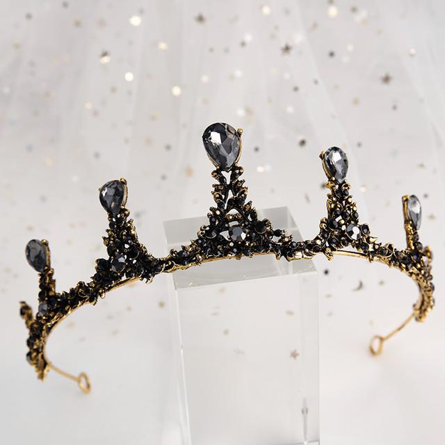 ウェディング ヘッドドレス アクセサリー ティアラ 王冠 クラウン 黒 6種類 ダイア風 真珠 パール ラインストーン カラーストーン ブラック 黒 結婚式 二...