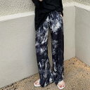 ワイドパンツ ストレートパンツ レディース パンツ ボトムス ズボン 春 秋 かっこいい タイダイ風 シンプル 大人カジュアル 10代 20代 30代 ハイウエ...