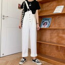 3色 ワイドパンツ レディース パンツ デニム ボトムス ズボン オーバーオール サロペット おしゃれ カジュアル ジーンズ ハイウエスト サスペンダー 大人可...