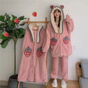 ルームウェア レディース もこもこ かわいい 秋冬 いちご パジャマ 上下セット ワンピース ジャンプスーツ ガウン 着ぐるみ コスプレ おしゃれ 個性的 スト...