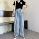 2種 パンツ レディース デニム カジュアル ワイドパンツ ダメージドデニム 穴あき 大きいサイズ xl 2xl 3xl 4xl 5xl ボトムス ズボン ハイ...