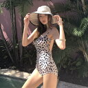 水着 ワンピース レディース 女の子 水着 ヒョウ柄 レオパード ローレッグ 大人可愛い 体型カバー 大きいサイズ XL シンプル バックコンシャス 露出少 お...