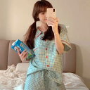 ルームウェア レディース 部屋着 パジャマ 寝間着 半袖 襟付き 前開き シャツ チェック柄 ショートパンツ ハーフパンツ 膝上 半ズボン 可愛い かわいい レ...