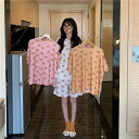 ルームウェア レディース 部屋着 パジャマ 寝間着 ツーピース ラウンドネック 襟なし Tシャツ 半袖 ショートパンツ ハーフパンツ 半ズボン オーバーサイズ ...