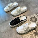 シューズ レディース 靴 くつ クツ スニーカーサンダル かかと無し 厚底 つっかけ スリッポン バックル 履きやすい 歩きやすい カジュアル 大人可愛い かっ...